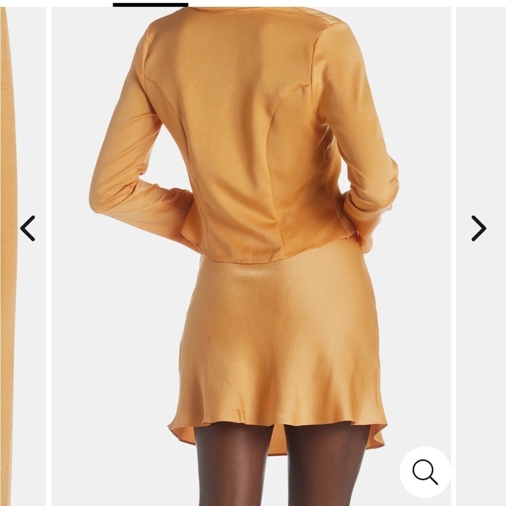 Sage The Label Satin Tie Front Top Long Sleeve Blouse Orange Going Out Crop S - Picture 4 of 8